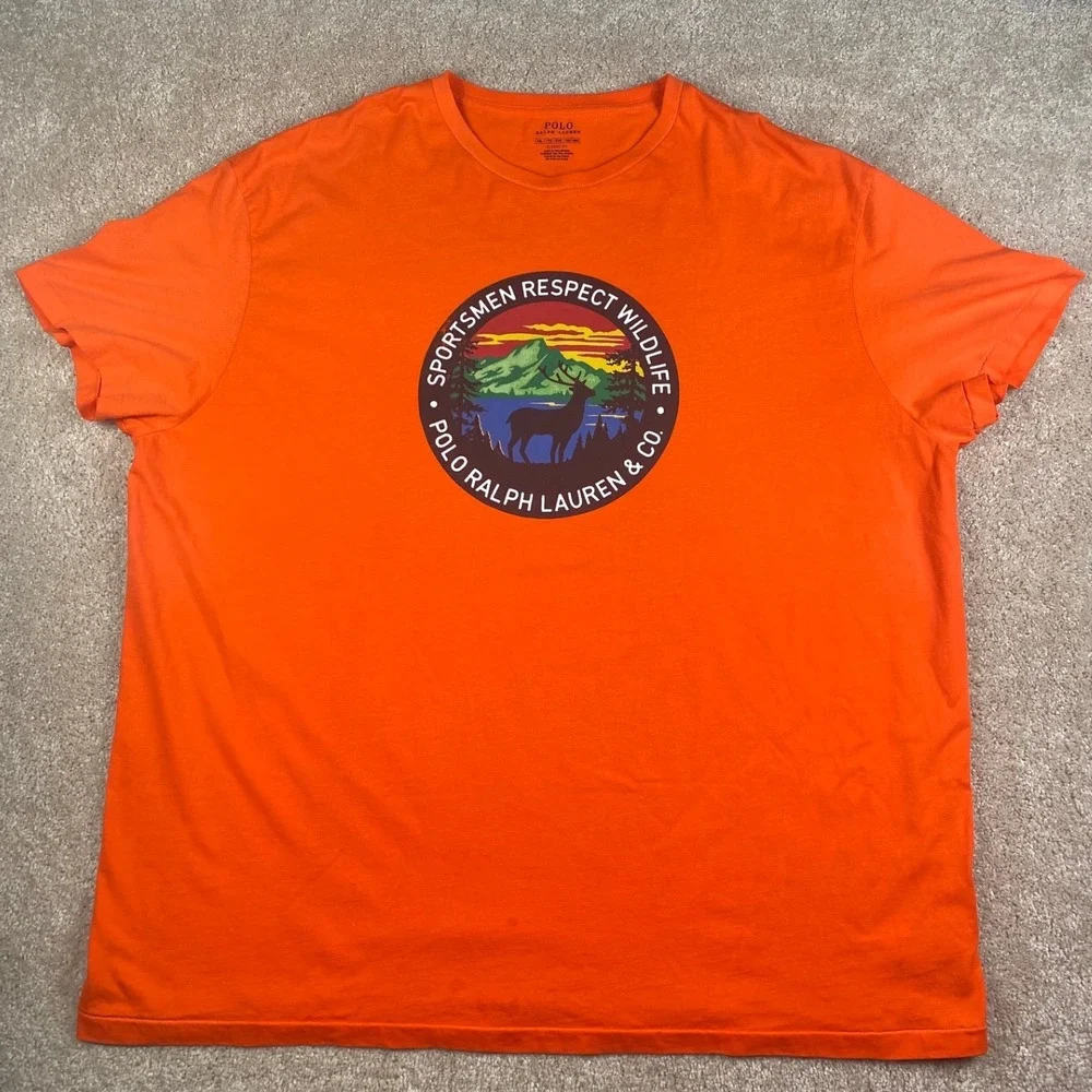 Polo Ralph Lauren Sportsmen Respect Wildlife Orange Graphic T-Shirt XXL Mens